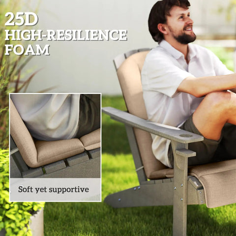 Adirondack Chair Cushion Set Of 4 With Ties 25D High Density Foam For All Day Comfort High Back Patio Cushions Fade Resistant