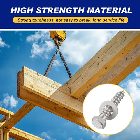 Heavy Duty Lag Screws Kit 50 Pcs 3/8 X 2 Inch Hex Head Lag Bolts With Flat Washers Stainless Steel 304 in wood construction