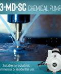 Little Giant 3-MD-SC chemical pump, front view, white housing with black base, non-submersible magnetic-drive