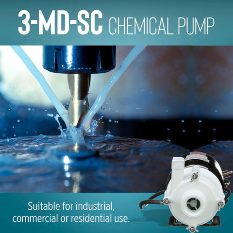 Little Giant 3-MD-SC chemical pump, front view, white housing with black base, non-submersible magnetic-drive