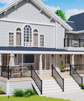 House exterior with 4 Pack Aluminum Adjustable Railing Bracket Connectors With Drill Bit For Outdoor Decks Porches And Balconies