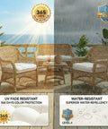 Oxford Blue Wicker Outdoor Cushions 3 Piece Set Replacement Cushions For Patio Loveseat And Chairs With Memory Foam Blend