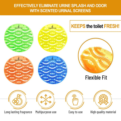 Fresh Scent Urinal Screen Deodorizer With Easy Fit Design For Odor Busting In Restrooms, Orange Scent, Pack Of 15