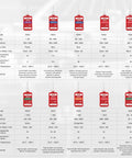 Orange high-temp threadlocker VG272 bottle among VG222–VG290 models in a spec chart