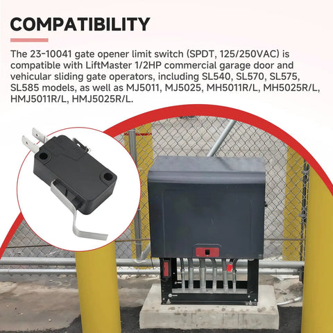 Image of the Beefy Replacement Garage Door Opener Limit Switch 23-10041 for LiftMaster, with installed unit shown in background.