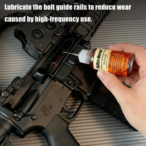 All Weather Gun Grease And Lubricant Pro Grade High Viscosity Synthetic Formula That Stays Slick From Minus 70 To 400 Degrees Includes Precision Needle Applicator One Fluid Ounce used on firearm bolt rail