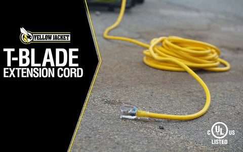 Beefed Up Outdoor Extension Cord 50 Feet In 10 Gauge SJTW With Lighted End And Molded Plug on pavement