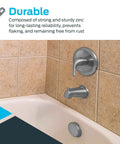Bathroom with slide on chrome bath tub diverter spout with zinc body for easy slip on installation 5-3/8 inch length