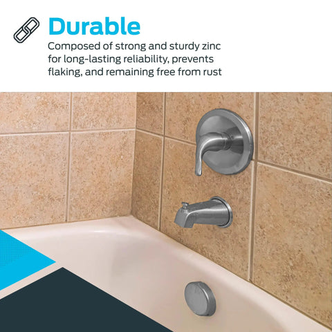 Bathroom with slide on chrome bath tub diverter spout with zinc body for easy slip on installation 5-3/8 inch length