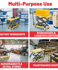 Heavy Duty Hydraulic Lift Cart With 330Lb Capacity, 49.6 Inch Max Lift Height in various work environments, single scissor lift