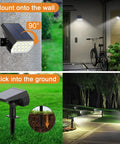 Solar Spot Lights Outdoor 6 Pack 65 LED Garden Pathway Lights IP68 Waterproof Walkway Yard Driveway 3 Modes Cool White