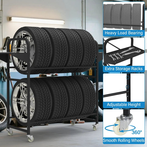 Ultimate Garage Game Changer Heavy Duty Tire Storage Rack Comes With Anti Dust Cover To Stash Your Car Or Motorcycle Rubber Securely Stores Up To Four Wheels At 44 Inches Keeps Garage Tidy And Protects From Dirt
