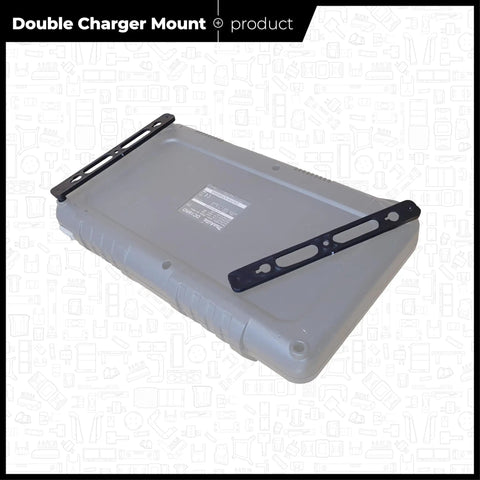 Dual Charger Wall Mount For Makita DC18RC Double Chargers shown on its side, UK Made holder bracket for garage or workshop