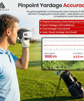Golfer using Must Have Magnetic Golf Rangefinder With Slope And Flag Lock 6X Zoom 5 To 1000 Yards Laser Rangefinder USB C