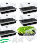 Six Pack Seed Starter Tray Kit With Humidity Domes, Plastic Germination Trays, Plant Labels, Mini Garden Tools and Seedlings