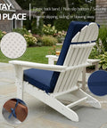 Set Of 2 Outdoor Adirondack Chair Cushions With Removable Covers And Water Repellent And Fade Resistant Faux Linen Securing Straps