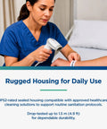 Healthcare worker using Rugged Workhorse Handheld Barcode Scanner USB Plug And Play 1D And 2D Code Reader on patient wristband