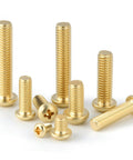 Socket Cap Screws Set M2 Through M8 Brass Cross Head Bolts Copper Threaded Fasteners For Electronics, Furniture And Precision Machinery