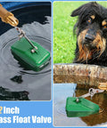 Half Inch Brass Float Valve With Adjustable Arm And 40 PSI Water Level Controller in water feature with dog nearby