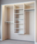 Top Tier Corner Closet Organizer Kit Featuring Dual Hanging Rods And Hella Spacious Shelf Towers For Maximizing White Storage Space Easy Install. White modular closet with shelves and dual rods.