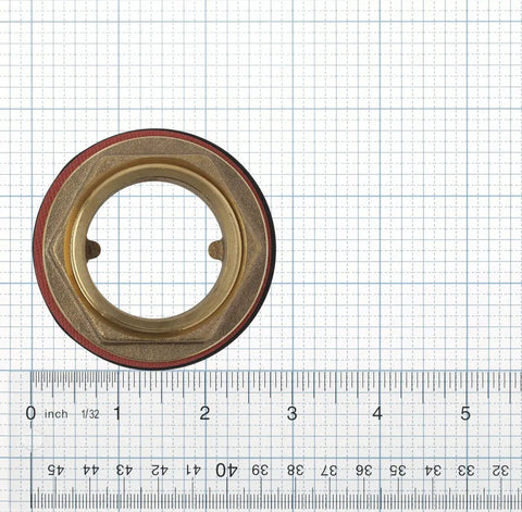 Heavy Duty 1.5 Inch Closet Spud Assembly For Toilets, Metal Construction, shown with scale for size reference