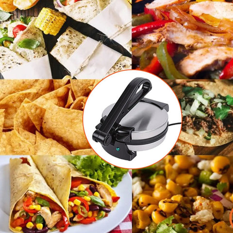 Perfect Nonstick Electric Tortilla Maker With Large 20.5 Cm Heating Area For Homemade Flatbreads And Quesadillas Features Auto Temperature Control.