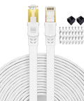 Ultra Fast Cat8 Ethernet Cable 50 Ft Flat Shielded RJ45 Patch Cable For Gaming PC Xbox PS5 PS4 Router Outdoor Use 2000MHz 40Gbps