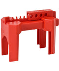 Red Ball Valve Lockout For One Half To Two And A Half Inch Pipe, Fits One To Two Inch Valve Handles, Polypropylene Body, Lockout Capable
