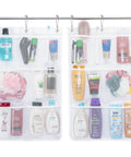 Cruise Essentials Hanging Shower Caddy With 7 Pockets And Quick Dry Mesh Portable Bathroom Organizer for RVs, travel, and camping.