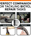 On The Go MTB Repair Multitool For Mountain Road And Dirt Bikes With Spanner Magnetic Bit Set Tire Levers Bottle Opener