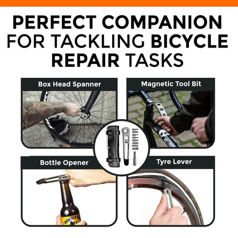 On The Go MTB Repair Multitool For Mountain Road And Dirt Bikes With Spanner Magnetic Bit Set Tire Levers Bottle Opener
