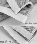 Close-up of Velcro on Plush Refrigerator Door Handle Covers 3 Piece Set Gray Soft Protectors For Fridge Microwave And Dishwasher.