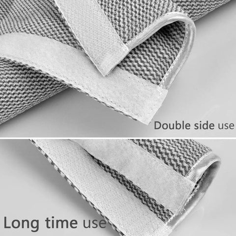 Close-up of Velcro on Plush Refrigerator Door Handle Covers 3 Piece Set Gray Soft Protectors For Fridge Microwave And Dishwasher.