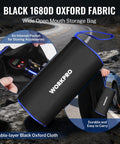 Black storage bag for Digital Tire Pressure Gauge With Inflator Kit, 250 PSI, Pro Grade Heavy Duty Accessories, shown on road