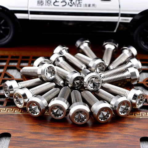 Beefed-Up Ultra Light Titanium Bolt M7x24.5mm With 1.0mm Pitch And 12 Point Spline Socket Forged Head For BBS Wheel Mods Gr5 Ti Fasteners