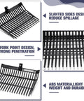 6 Piece Manure Fork Replacement Heads Kit With Screws And Nuts 18 Tine Pitchfork Rake Black with slanted sides design.
