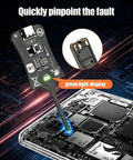 Inductance Tester Type C For Circuit Boards And Motherboards in action with green light display on phone repair scene.