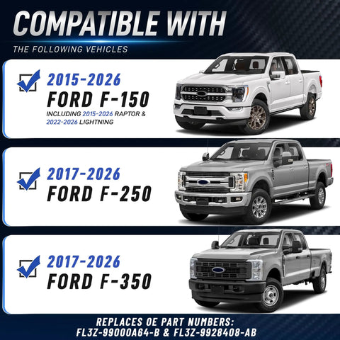 Image showing Ford trucks compatible with Rock Solid Ford Boxlink Tie Down Anchors 4 Pack Heavy Duty Truck Bed Mounting Cleats.