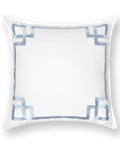 Coastal Throw Pillow Cover 20x20 Outdoor Indoor Ready For Patios And Couches With Baby Blue Embroidered Frame Greek Key
