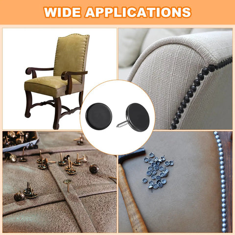 Top Shelf Decorative Upholstery Tack Nails Featuring A Sleek Black Carbon Steel Build in a 150 piece kit for furniture applications.