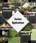 Outdoor Grill Cart With Stainless Steel Tabletop And Storage Cabinet for BBQ, Pizza Oven, Food Prep, and Work Table Applications