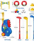Toddler Golf Set With Upgraded Clubs And Shoulder Strap Carrier For Indoor Outdoor Play, Safe Durable Plastic Toys