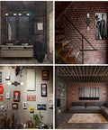 Vintage Edison Vibe Two Light Bathroom Vanity Wall Sconce in Black Finish with water pipe design in a modern loft setting