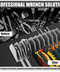 Two Pack Wrench Organizer Tray Set For Tool Box Drawers, 10 Slot Wide Pliers Rack Holds SAE And Metric Wrenches, before and after