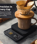0.1g Precision Digital Coffee Scale With Timer For Pour Over And Espresso, 3Kg Capacity, in use with mug and dripper