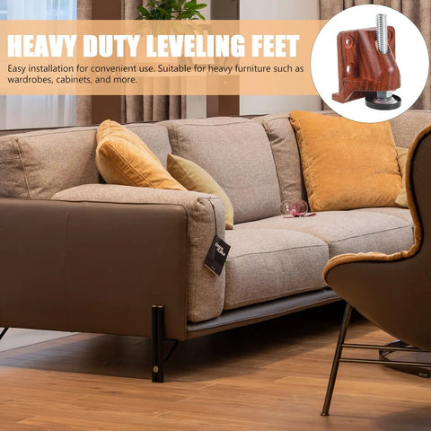 Beefy Heavy Duty Adjustable Table Leveler With Plastic Wood Stabilizer for cabinets featured next to stylish sofa setup