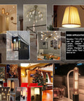 Collage of rustic pendant lights and sconces with 6 Pack E26 LED Bulbs 6W Dimmable 2700K Soft White for various fixtures