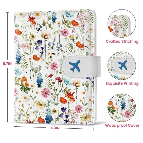 RFID Blocking Passport Holder With Magnetic Closure For Easy Access Leather Travel Wallet Case For Women And Men floral design