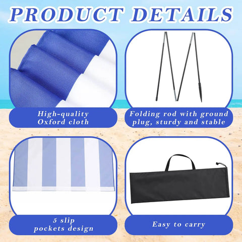Long Beach Wind Screen 25 Ft By 4 Ft Privacy Fence With 5 Foldable Metal Poles And Carry Bag product details image