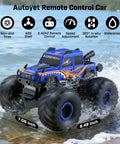Amphibious Remote Control Beast Truck Toy For Kids 6 Plus Waterproof Off Road 4X4 RC Pickup All Terrain 2 4GHz One Eighteen Scale Truck Great Boys Gift Blue on water